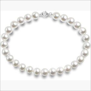 925 Sterling Silver Simulated Pearl Choker Necklace 16 Inch Strand